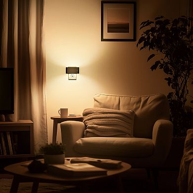 1 Light Black Dimmable LED Night Light Plug in with Dusk to Dawn Soft White 3000K for Bedroom 2-Pack