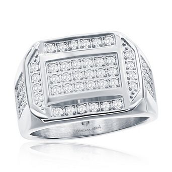 Men's Metallo Stainless Steel Cubic Zirconia Ring