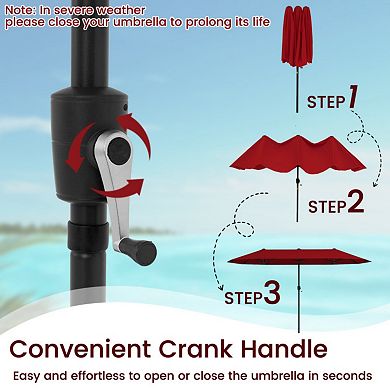 13 FT Large Patio Umbrella Outdoor Double-Sided Table Market Umbrella with Crank Handle