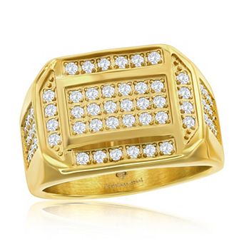 Men's Metallo 14k Gold Plated Cubic Zirconia Ring