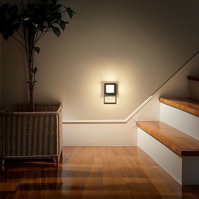 1W Plug In LED Night Light, Warm White 3000K, Small Black Housing, Dimmable, Light Sensor, 4 Pack