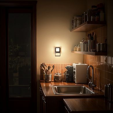 1W Plug In LED Night Light, Warm White 3000K, Small Black Housing, Dimmable, Light Sensor, 4 Pack