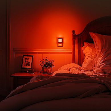 1W Integrated LED Dimmable Plug In Night Light Red Dusk to Dawn 2 Pack
