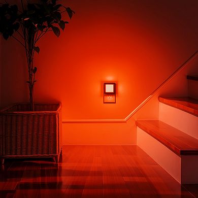 1W Integrated LED Dimmable Plug In Night Light Red Dusk to Dawn 2 Pack
