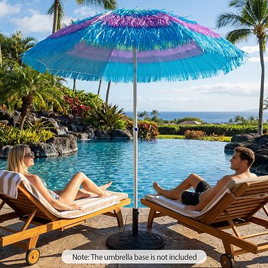 6 FT Tiki Thatched Patio Beach Umbrella with Push Button Tilt Carrying Bag