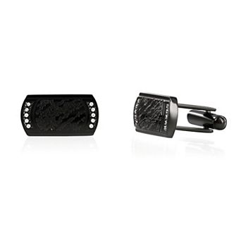 Men's Metallo Stainless Steel Cubic Zirconia Cuff Links