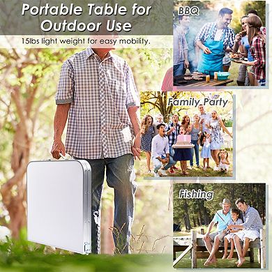 Height Adjustable Folding Camping Table-Gray
