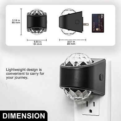 2W Integrated LED Plug In Night Light Color Changing Diamond Lens Projection Up and Down Beam 1 Pack
