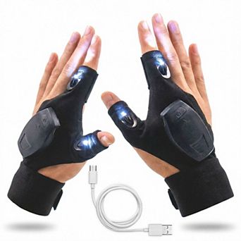 LED Finger Light Gloves - USB Rechargeable, Weatherproof & Breathable for Fishing & Mechanics