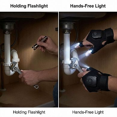 LED Finger Light Gloves - USB Rechargeable, Weatherproof & Breathable for Fishing & Mechanics