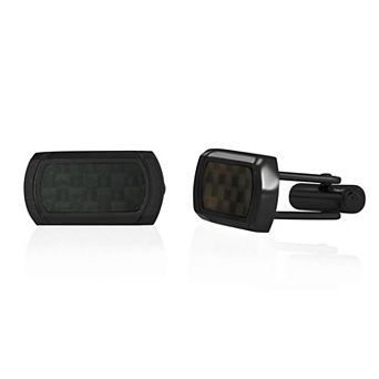 Men's Metallo Stainless Steel Carbon Fiber Cuff Links