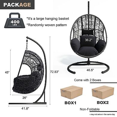 Clihome Outdoor Indoor PE Wicker Swing Egg Chair With Soft Cushion
