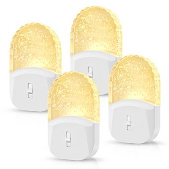 0.5W Plug in LED Night Light, Light Sensor, Acrylic Decoration, Warm 3000K, 4 Pack