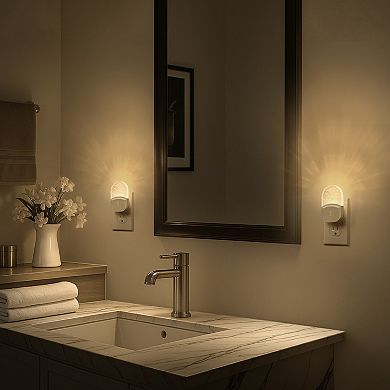 0.5W Plug in LED Night Light, Light Sensor, Acrylic Decoration, Warm 3000K, 4 Pack