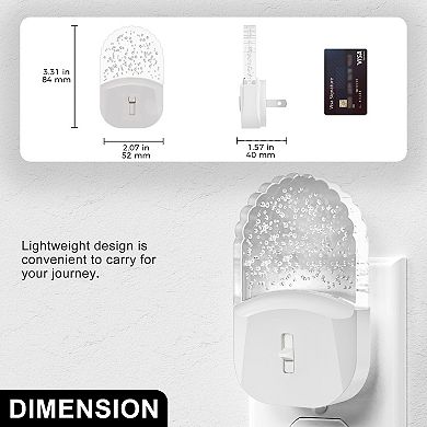 0.5W Plug in LED Night Light, Light Sensor, Acrylic Decoration, Warm 3000K, 4 Pack