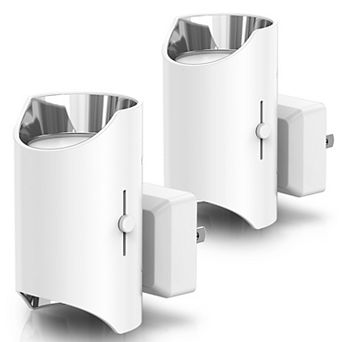 1W Plug in Cylindry Integrated LED Night Light with Light Up and Down Glow White Chrome 5000K 2 Pack