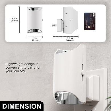 1W Plug in Cylindry Integrated LED Night Light with Light Up and Down Glow White Chrome 5000K 2 Pack