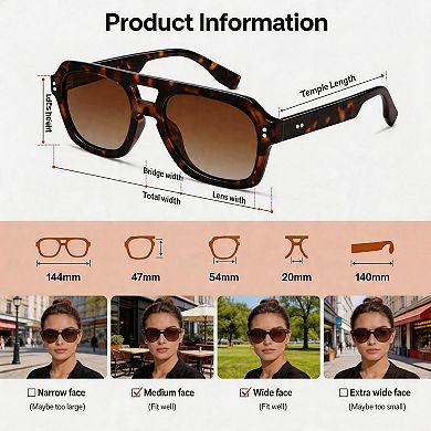 Kaelin Home Retro Thick Polarized Aviator Sunglasses