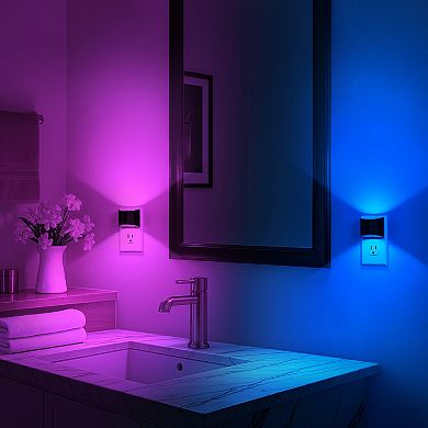 1W Color Changing Integrated LED Semi Crescent Wall Like Night Light Button Adjustable Light 2 Pack