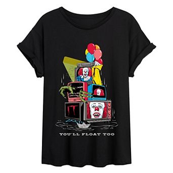 Juniors' IT "You'll Float Too" Pennywise Oversized Tee