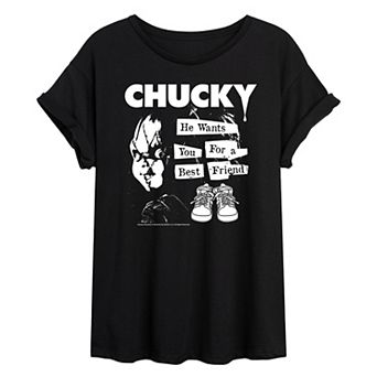 Juniors' Chucky He Wants You For a Best Friend Oversized Tee