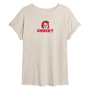 Juniors' Chucky Head Logo Oversized Tee