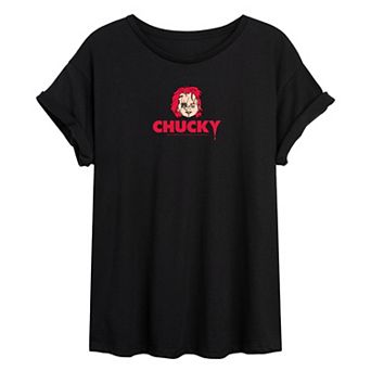 Juniors' Chucky Head Logo Oversized Tee