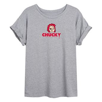 Juniors' Chucky Head Logo Oversized Tee