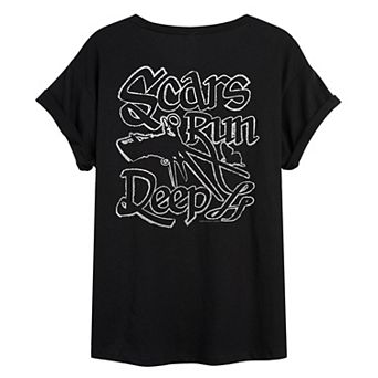 Juniors' Edward Scissorhands Scars Run Deep Oversized Tee