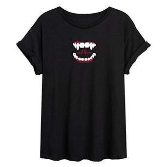 Juniors' The Lost Boys Fangs Logo Oversized Tee
