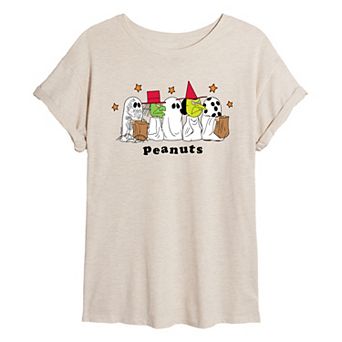 Juniors' Peanuts Halloween Trick-or-Treat Oversized Tee