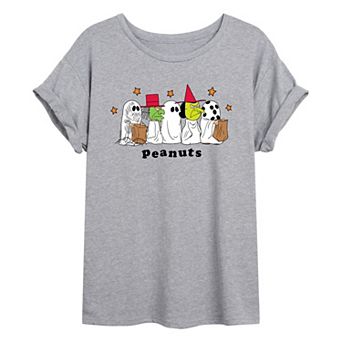 Juniors' Peanuts Halloween Trick-or-Treat Oversized Tee
