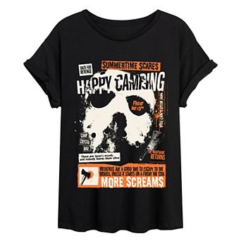 Juniors' Friday The 13th Happy Camping Oversized Tee