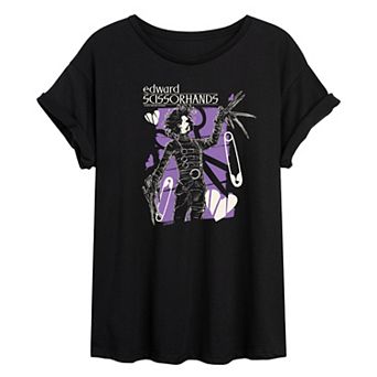 Juniors' Edward Scissorhands Gothic Portrait Oversized Tee