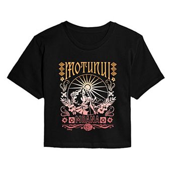 Juniors' Disney's Moana Motunui Sunset Cropped Tee