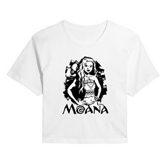 Juniors' Disney's Moana Ink Splatter Cropped Tee