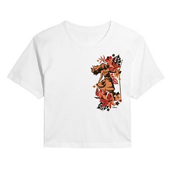 Juniors' Disney's Moana Tropical Floral Cropped Tee