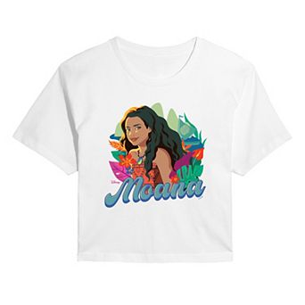 Juniors' Disney's Moana Tropical Floral Cropped Tee