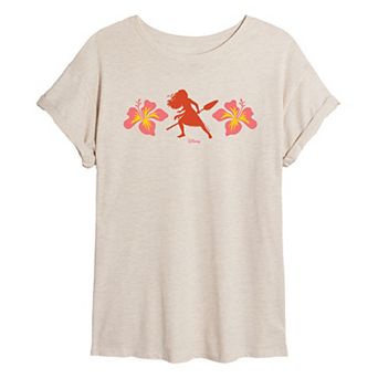 Juniors' Disney's Moana Montanui Floral Oversized Tee