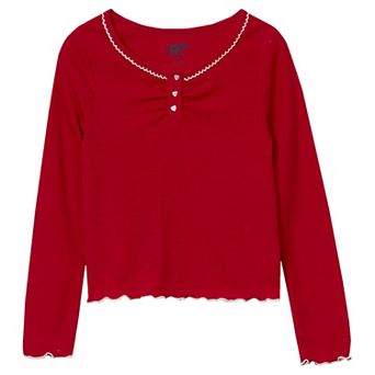 Girls 4-20 Lands' End Long Sleeve Henley Pajama Top