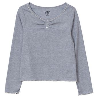 Girls 4-20 Lands' End Long Sleeve Henley Pajama Top