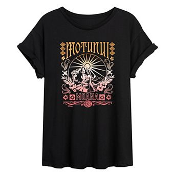 Juniors' Disney's Moana Motunui Sunset Oversized Tee