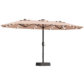 15FT Patio Umbrella with Solar LED Lights And Base
