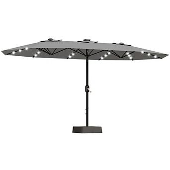 15FT Patio Umbrella with Solar LED Lights And Base