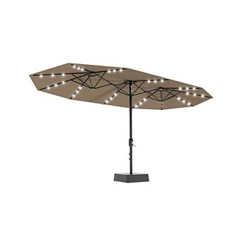 15FT Patio Umbrella with Solar LED Lights And Base