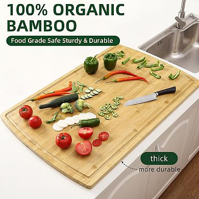 Extra Large Cutting Board 36x24in, Heavy Duty Butcher Block with Juice Groove & Handles