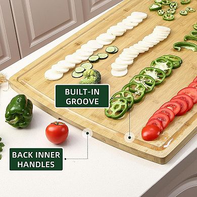 Extra Large Cutting Board 36x24in, Heavy Duty Butcher Block with Juice Groove & Handles
