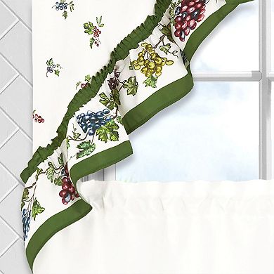Kate Aurora Napa Winery 3 Piece Rod Pocket Cafe Kitchen Curtain Tier & Swag Set