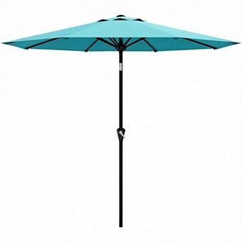 9FT Patio Umbrella Round Outdoor with Tilt & Crank, Waterproof UV Protection for Market Backyard