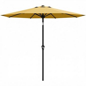 9FT Patio Umbrella Round Outdoor with Tilt & Crank, Waterproof UV Protection for Market Backyard